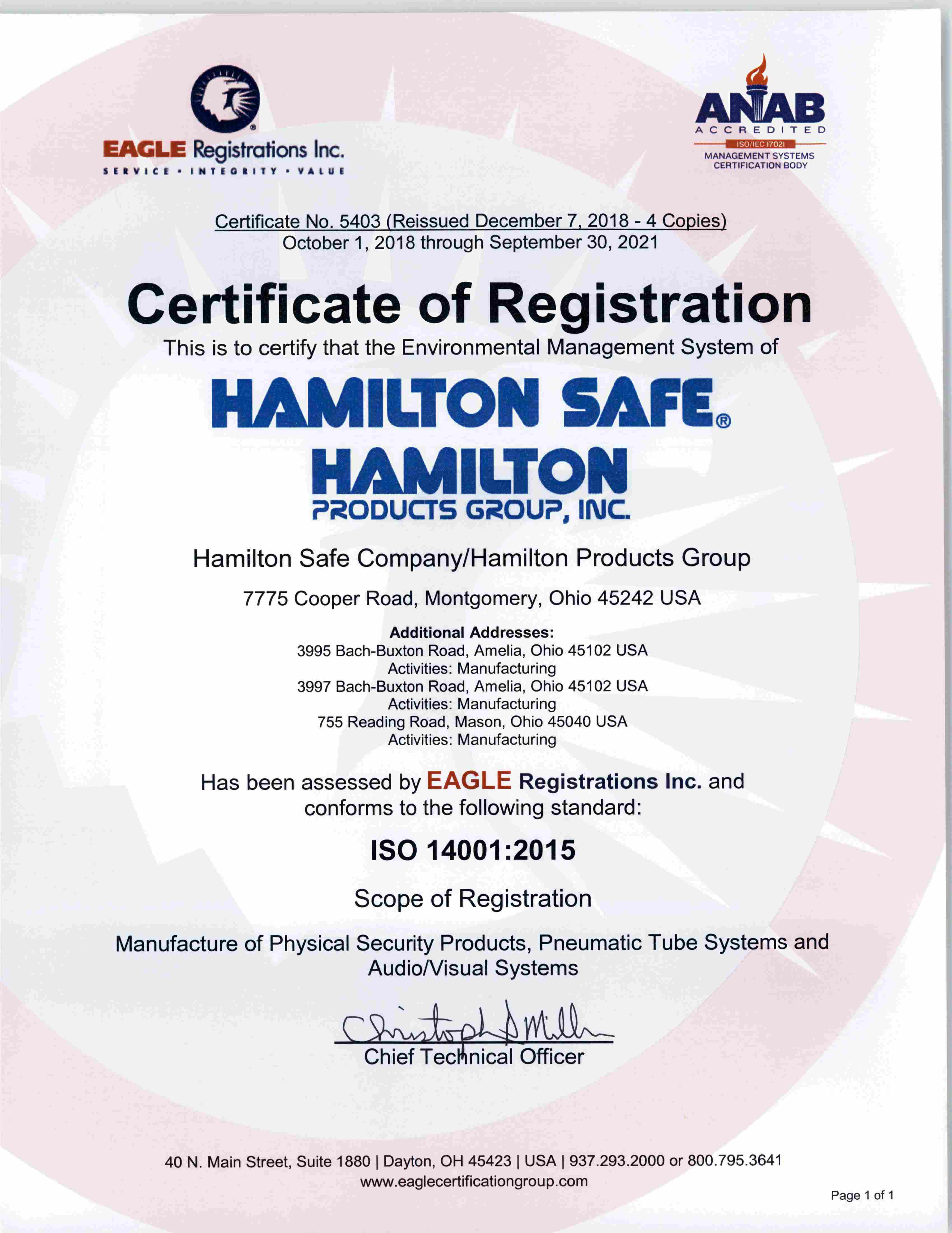 Hamilton Security ISO Management System
